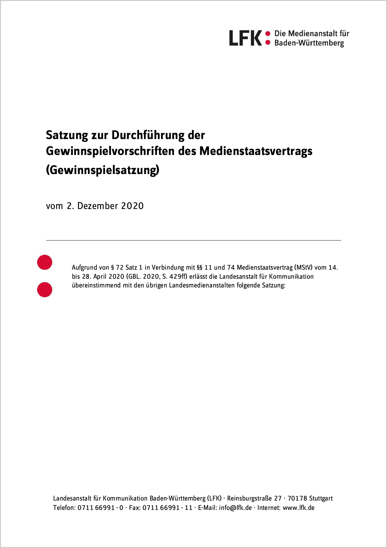 Gewinnspielsatzung Cover