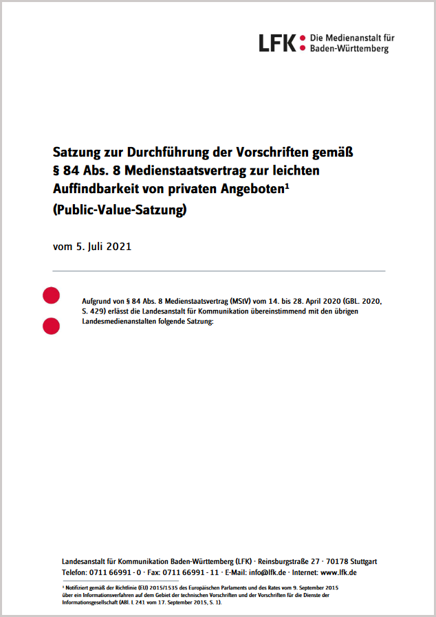 Cover der Public-Value-Satzung 2021