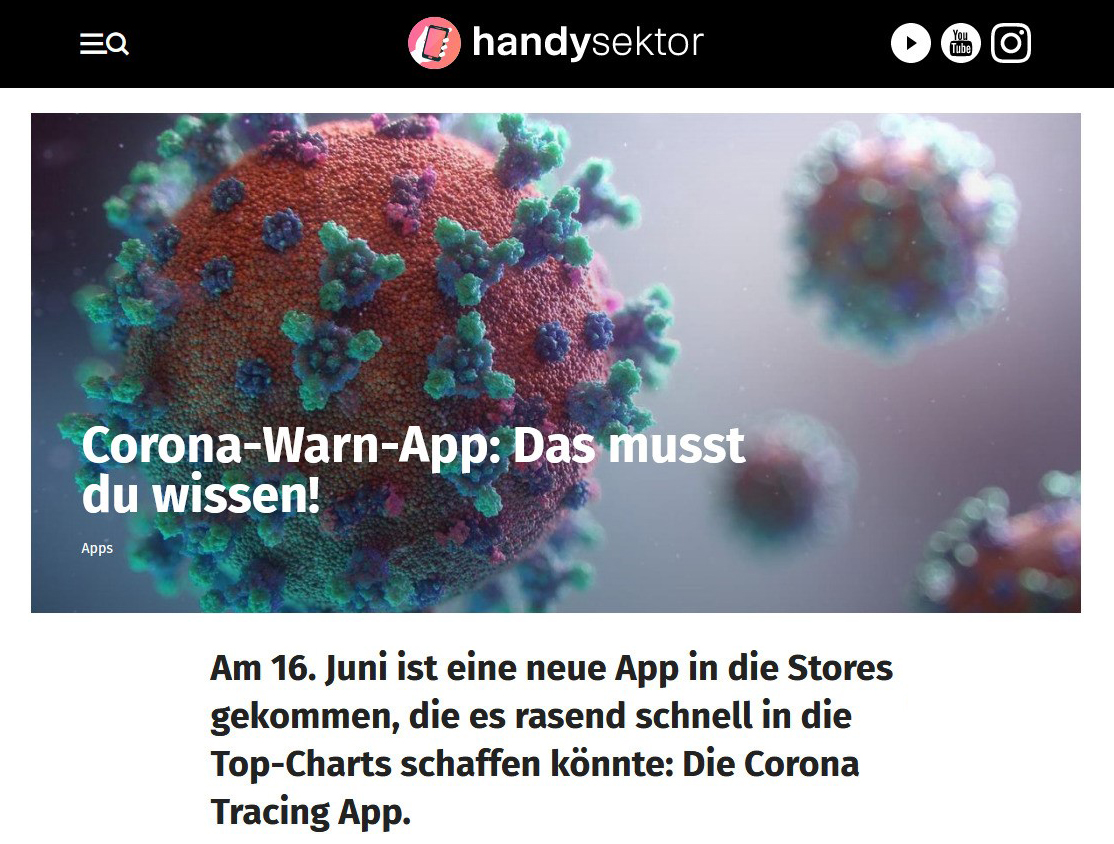 Screenshot der Handysektor-Website vom 15.07.2020