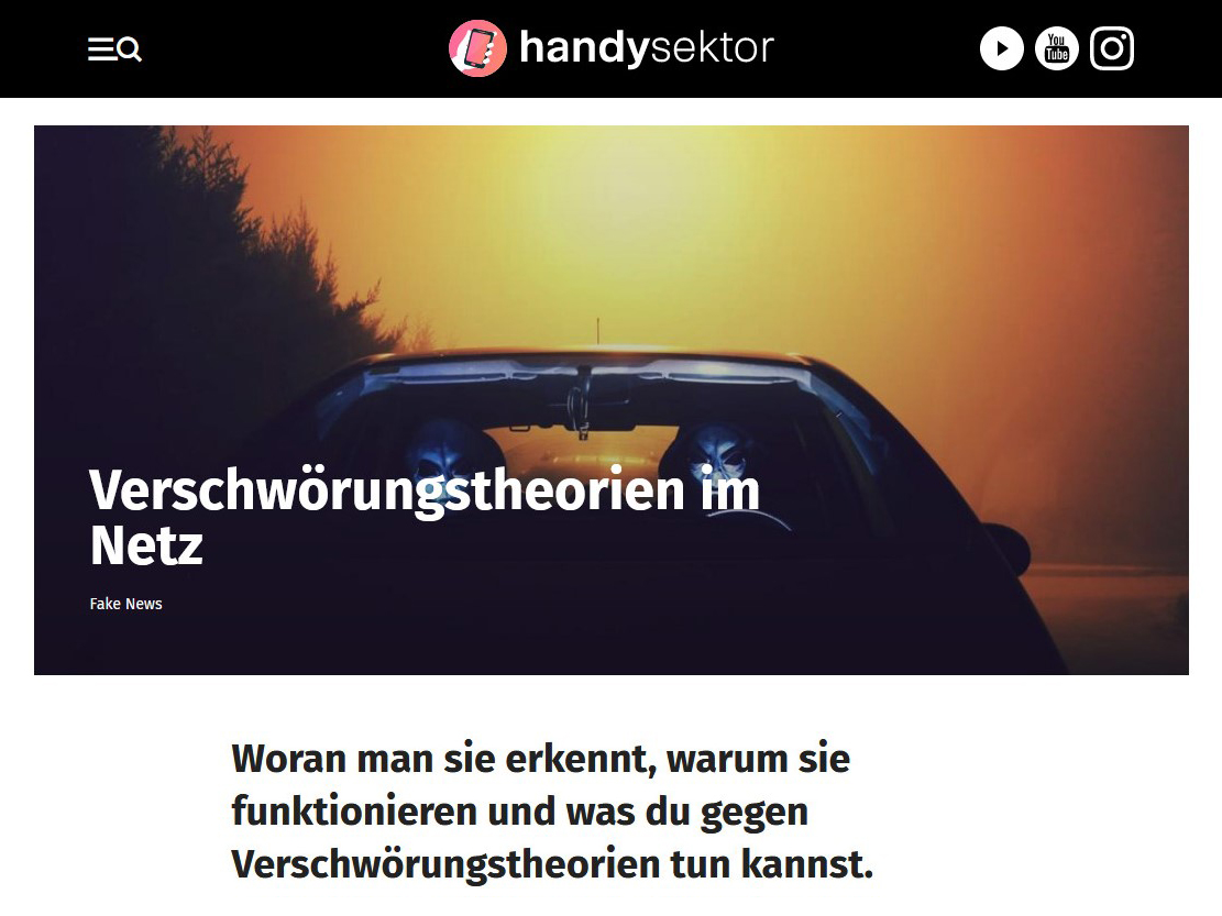 Screenshot der Handysektor-Website vom 15.07.2020