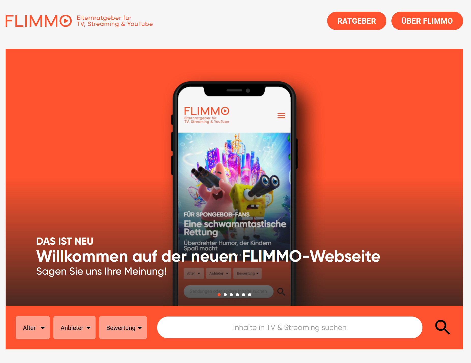 Screenshot der FLIMMO-Website vom 26.05.2021