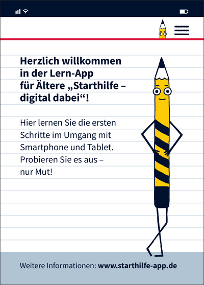 Flyer: Lern-App "Starthilfe - digital dabei"