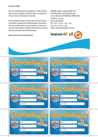 Internet-ABC Surfscheinausweise