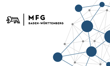 Grafik mit Netzwerk-Darstellung und Logo MFG