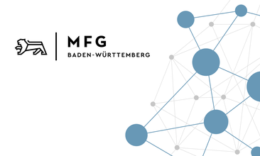 Grafik mit Netzwerk-Darstellung und Logo MFG