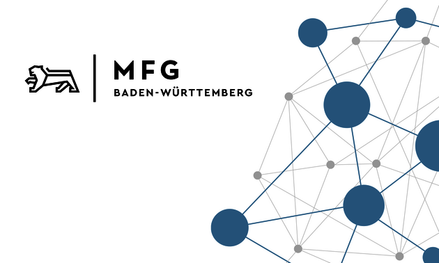 Grafik mit Netzwerk-Darstellung und Logo MFG