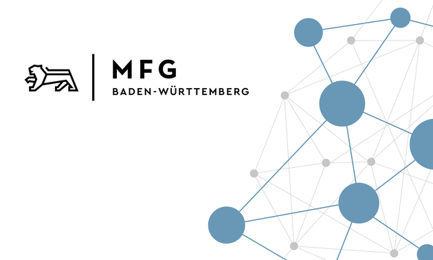 Grafik mit Netzwerk-Darstellung und Logo MFG